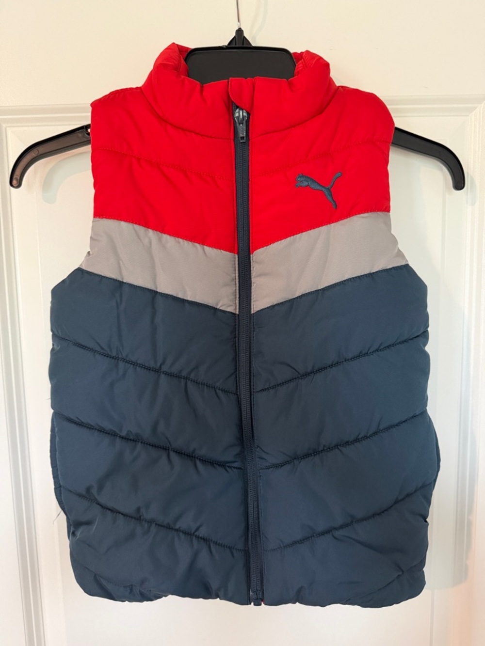 Kids (Boys) Puma Red, Gray & Navy Colorblock Puffer Vest